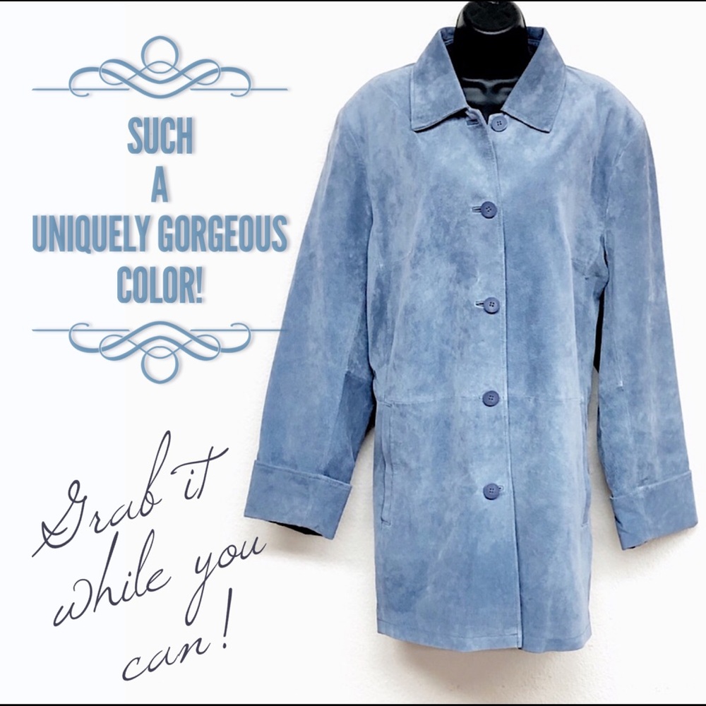 Nordstrom Bernardo Genuine Leather Blue Suede Coat